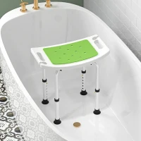 HOMCOM Sgabello da Doccia in Lega di Alluminio e Plastica Antiscivolo, Altezza Regolabile 6 Livelli 39-52cm, Verde(m-8)