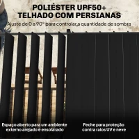 Outsunny Pérgola de Jardim 3x5,7 m com Teto de Lamas Ajustável a 90° Manivela Estrutura de Alumínio UPF50+ Cinzento Escuro(m-4)