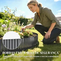 Outsunny Cerca de Jardim Metálica 650x20 cm em Aço Galvanizado Resistente para Horta Pátio Terraço Relvado Cinzento Escuro(m-5)