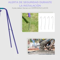 Outsunny Altalena da Giardino con 2 Altalene e Dondolo, Altezza Regolabile in Metallo, 280x140x176 cm, Viola e Blu(m-4)