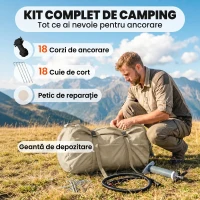 Outsunny Corturi Gonflabile Impermeabile pentru Glamping cu Orificiu pentru Sobă pentru 6-8 Persoane(m-9)