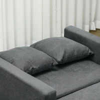 HOMCOM Poltrona Letto in Tessuto Effetto Velluto Grigio con 2 Cuscini e Spazio Contenitore, 100x98x88 cm(m-9)