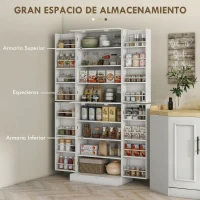 HOMCOM Armario Despensa de Cocina con 4 Puertas con Estantes Estantes Ajustables para Sala de Estar Comedor Blanco(m-4)