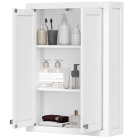 HOMCOM Armoire murale de salle de bain 3 niveaux, meuble de rangement suspendu  2 portes étagère réglable 61 x 20 x 84 cm blanc