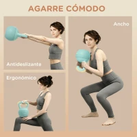 SPORTNOW Pesa Rusa 4 kg Kettlebell Relleno de Arena Metálica y Mango Antideslizante para Entrenamiento en Casa 19x15x25 cm Verde(m-5)