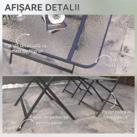 Outsunny Set masă și scaune de grădină 5 piese cu 4 scaune pliabile din textilenă respirabilă, gri(m-7)