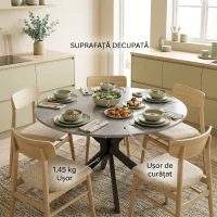HOMCOM Masă Pliabilă 2-6 Persoane, Blaturi Rabatabile, Structură din Oțel Dublu X, Gri Ciment(m-8)