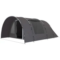 Outsunny Tenda da Campeggio con Portico e Borsa da Trasporto per 4-6 Persone, Leggera Ventilata, Impermeabile 5.000 mm, Montaggio Facile, Grigio(m-1)