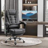 Vinsetto Fauteuil de bureau massant chauffant hauteur réglable dossier inclinable repose-pied + coussin lombaires intégrés(m-10)