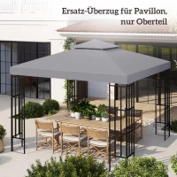 Outsunny Ersatzdach für Pavillon 3 x 3 m wasserdicht Pavillondach mit Doppeldach Ablauflöcher Hellgrau(m-7)