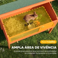 PawHut Casa de Coelhos de Madeira com Teto de Asfalto Abatível e Bandeja Removível e Porta 90x45x65 cm Madeira(m-4)