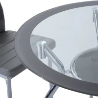 HOMCOM Juego Mesa de Comedor y 4 Sillas Conjunto de Muebles de 5 Piezas Mesa Redonda Ø90x75 cm y 4 Sillas 42x52x96 cm Gris(m-8)
