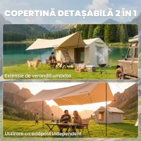 Outsunny Corturi Gonflabile Impermeabile pentru Glamping cu Orificiu pentru Sobă pentru 6-8 Persoane(m-5)