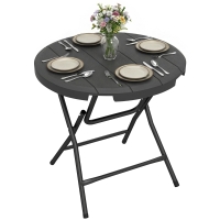 Outsunny Table de jardin ronde table de salle à manger extérieur pour 4 personnes avec plateau en HDPE et cadre en acier