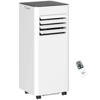 HOMCOM Climatizzatore Portatile 4-in-1, Raffreddamento e Ventilatore, Deumidificatore, Timer 24H e Telecomando, 30x29x69 cm Bianco(m-1)
