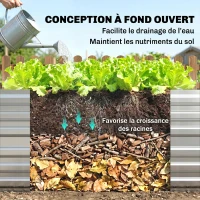 Outsunny Carré potager de jardin rectangulaire tubes de renforcement acier galvanisé 180 x 90 x 59 cm(m-6)