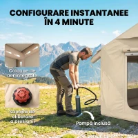 Outsunny Corturi Gonflabile Impermeabile pentru Glamping cu Orificiu pentru Sobă pentru 6-8 Persoane(m-4)