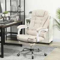 Vinsetto Fauteuil de bureau massant et chauffant, chaise de bureau, hauteur réglable, dossier inclinable, 65x70x111-119cm, crème(m-10)
