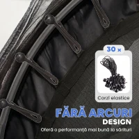 HOMCOM Trambulin Elastic pentru Copii Ø1.6x1.9 m cu Plasă de Siguranță și Stâlpi Căptușiți, Vârsta 3-10 Ani, Negru(m-4)