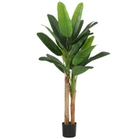 HOMCOM Lot de 2 plantes artificielles intérieurs 150 cm bananiers en pot décoration pour maison, bureau, salon, chambre(m-10)
