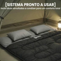 Outsunny Saco-Cama Duplo para Adultos Tamanho Queen para 2 Pessoas com 2 Almofadas e Bolsa de Transporte Preto(m-7)