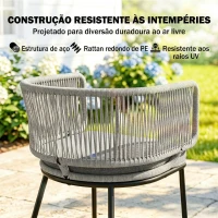 Outsunny Conjunto de 2 Cadeiras de Jardim em Rattan com Almofadas, Apoios de Braços e Estrutura em Aço para Terraço 46x58x72 cm Cinzento(m-5)