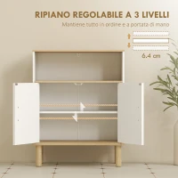 HOMCOM Mobile Bagno Autoportante con Ripiano Regolabile, Bianco e Legno Naturale(m-5)