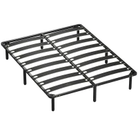 HOMCOM Cadre de lit 160 x 200 cm, lit 2 personnes avec sommier à lattes en bois massif et pied, avec rangement au-dessous, noir(m-12)