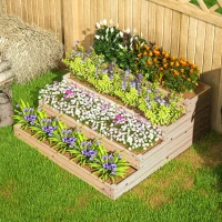 Outsunny Aiuola Orto senza Fondo a 4 Livelli per Erbe Aromatiche, Ortaggi, Frutta e Fiori, 113x113x46 cm, Legno Naturale(m-3)
