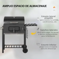 Outsunny Barbecue a Carbone con Ruote, Coperchio Griglie in acciaio inossidabile e Termometro, 113x65x108 cm, Nero(m-4)