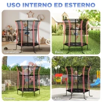 HOMCOM Tappeto Elastico per Bambini con Ingresso a Cerniera e Pali Imbottiti, Ø163.5x190 cm, Rosso(m-18)