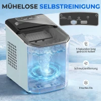 HOMCOM Máquina de Cubos de Gelo Autolimpante 12 kg/24H 9 Cubos Prontos em 7 Minutos 2 Tamanhos de Gelo Depósito de 1,5L Azul(m-8)