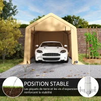 Outsunny Carport tente de garage 3 x 5,2 m, abri voiture extérieur carport pour voiture avec porte enroulable amovible jaune(m-7)