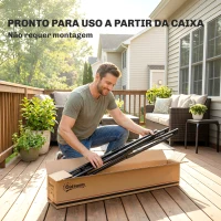 Outsunny Suporte para Cama Rede Dobrável Comprimento 290 cm Comprimento Ajustável Material Aço com Bolsa de Transporte Preto(m-8)