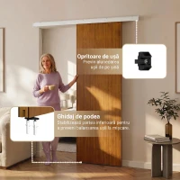 HOMCOM Ușă Culisantă de Interior 75x210 cm, Șină Silențioasă din Aliaj de Aluminiu, Kit Accesorii, Ghidaj, Ușă de Interior Stil Minimalist, din MDF, Impermeabilă, pentru Bucătărie, Baie, Birou(m-6)