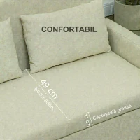 HOMCOM Sofá de 2 Lugares Estofado em Linho Sintético com Espaço de Armazenamento 2 Almofadas e Pés de Madeira 135x71x84 cm Bege(m-6)