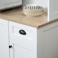 HOMCOM White Kitchen Cabinet 180cm Freestanding Modern Storage with Open Countertop Drawer 6 Doors Kitchen White(m-10)