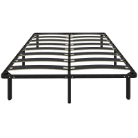 HOMCOM Cadre de lit 160 x 200 cm, lit 2 personnes avec sommier à lattes en bois massif et pied, avec rangement au-dessous, noir(m-11)
