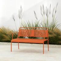 Outsunny Panchina da Giardino 2 Posti in Acciaio con Braccioli e Schienale, per Balcone, 121x64x84 cm, Rosso(m-3)