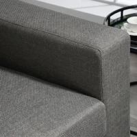 HOMCOM Canapea 3 locuri din material textil cu perne capitonate și tapițerie cu efect de in, 237x94x102cm, gri(m-9)