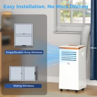 HOMCOM Portable Air Conditioner 7000 BTU, 4-in-1 Air Conditioning Unit with Cooling, Fan, 19.2L/Day Dehumidifier & Sleep Mode, LED Display, Remote Control, 24H Timer, Window Kit for Rooms up to 26㎡(m-9)