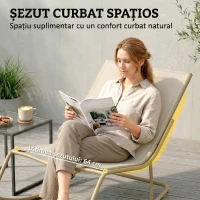 Outsunny Șezlong Balansoar Exterior, Șezut 63 cm, Pernă inclusă, Culoare Bej.(m-5)