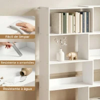 HOMCOM Estante Expansível 5 Níveis Estante para Livros Giratória 350° Largura Ajustável Convertível em L Reta ou Compacta 111,5x23,8x163,7 cm Branco(m-8)