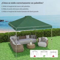 Outsunny Toldo de Pérgola de Recambio 3x3 m Techo de Repuesto para Carpa Plegable de Tela Oxford 210D Protección UV 50+ Verde(m-3)