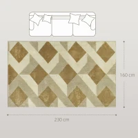 HOMCOM Covor Modern pentru Living și Sufragerie, Hipoalergenic și Lavabil cu Efect 3D, 230x160 cm, Galben(m-3)