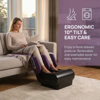 HOMCOM 2 in 1 Foot and Calf Massager with Heat, Air Compression, Timer, 3 Modes & Intensities, Purple and Black(m-5)