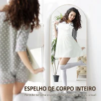 HOMCOM Espelho de Pé de Corpo Inteiro Arqueado 150x50 cm Independente Apoiável e de Parede Sem Moldura Dourado(m-4)