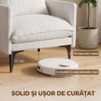 HOMCOM Fotoliu Living Tapițat din Țesătură cu Efect de In cu Brațe, Pernă Lombară și Șezut Generos, Alb(m-7)