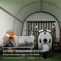 Outsunny 3 x 3(m) Garden Storage Tent, Heavy Duty Outdoor Shed with 2 Doors, Waterproof Portable Shed Storage Shelter with Galvanised Steel Frame for Bike, Motorcycle, Garden Tools, Grey(m-7)
