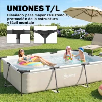 Outsunny Piscina Desmontable Tubular 316x238x66,5 cm 3700 L con Marco Metálico Parche de Reparación sin Depuradora Gris(m-6)